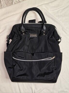 Coco + Carmen Black Nylon Tote Backpack with Logo Patch